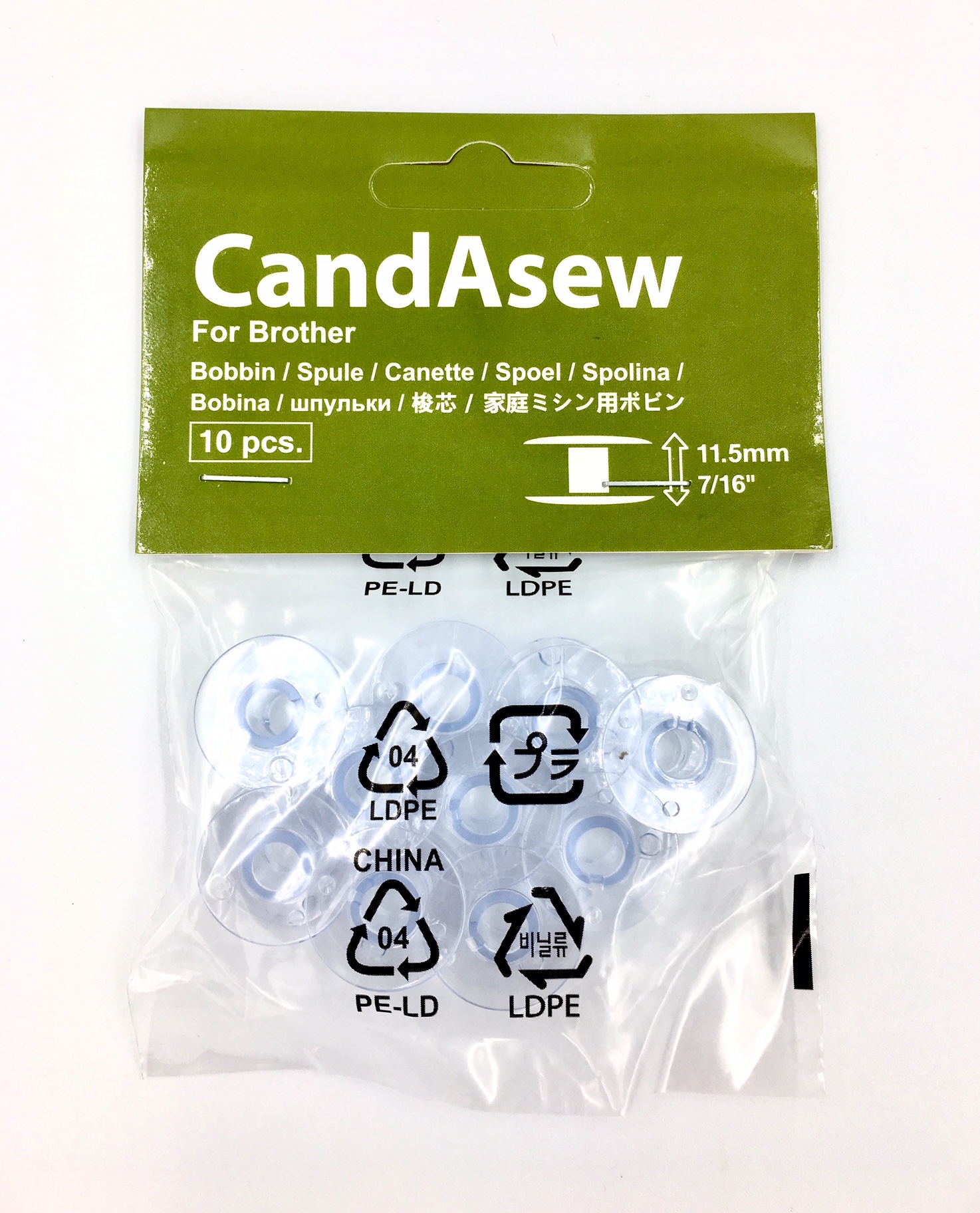 Candasew 11.5mm Bobbin for Brother - 10 Pack (SFB, SA156)