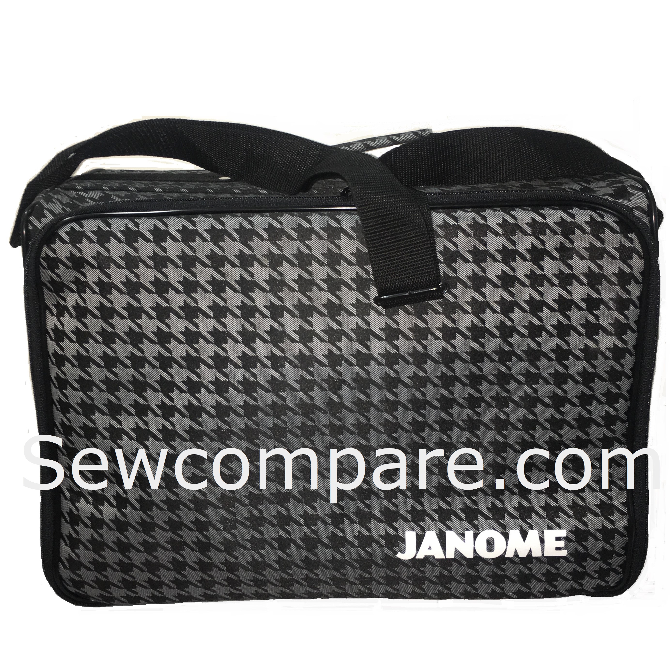 Janome Sewing Machine Tote Bag in Black Floral with Floral Pattern